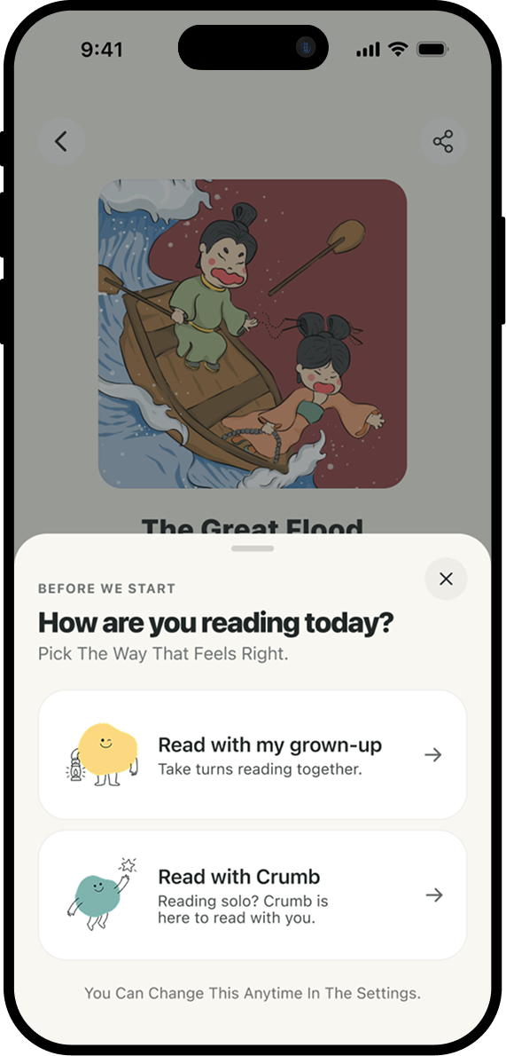 Reading Mode Sheet โ pick Family or Solo before opening a book